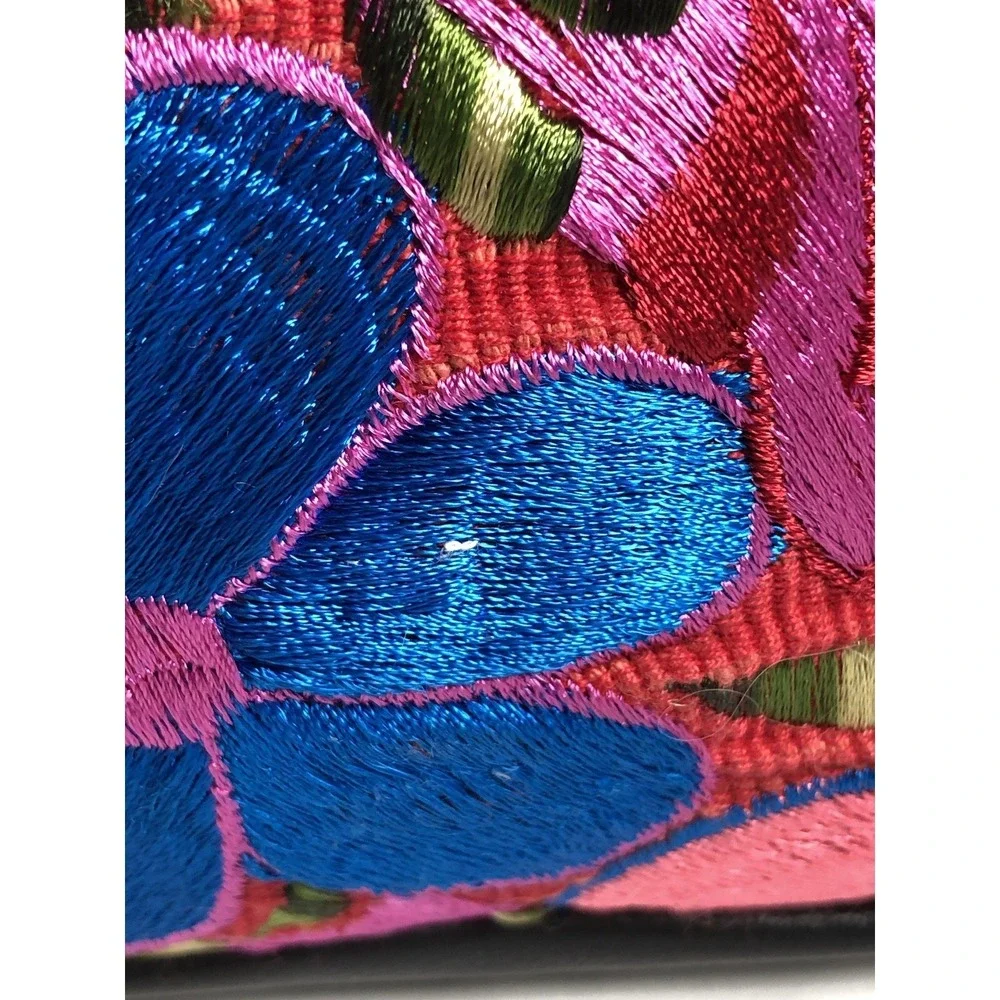 Vintage Y2K Floral Embroidered Leather Shoulder Bag & Wallet Boho Purse Set - Picture 7 of 16